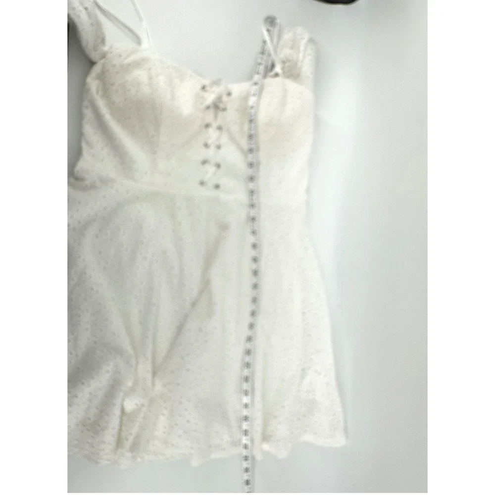 City Studio Eyelet Dress 13 White Milkmaid Cottagecore Romantic Puff Sleeve Boho